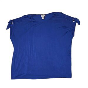 Carmen Women Blue Cold Shoulder Top Size 1X